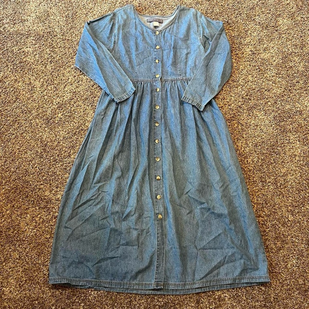 Upper West Side blue denim vintage button down dress